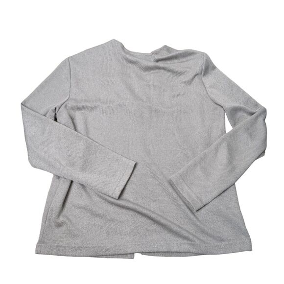 Notations Woman Size S Silver Metallic Bling Evening Cardigan with Underlay - Picture 6 of 7